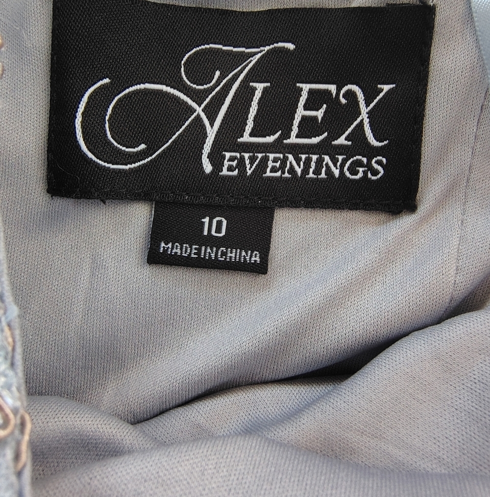 Alex Evenings Lace Maxi Dress in Blue Size 10 - Picture 7 of 9